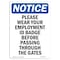 Signmission OSHA Sign, Please Wear Your Employment ID Badge, 18in X 12in Aluminum, 12" W, 18" H, Portrait OS-NS-A-1218-V-16373 - alternate 1